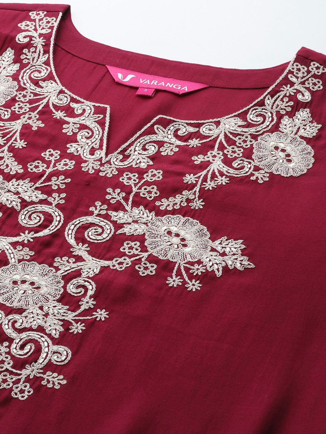 Dhiyona VA Women's Embroidered Thread Work Kurta With Trousers & Dupatta