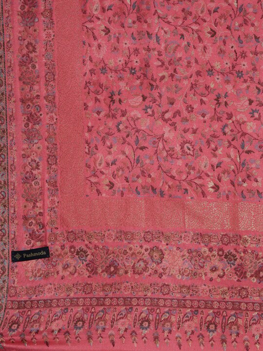 Dhiyona PA Women Pink Woven Design Kanni Woolen Shawl