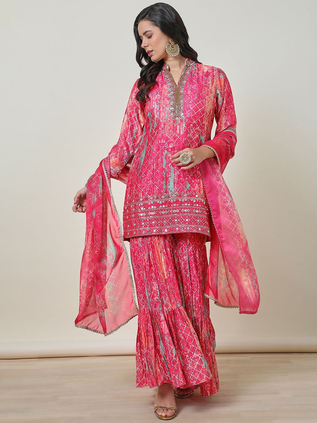 Dhiyona SO Women's Brasso Suit Set With Mirror Work