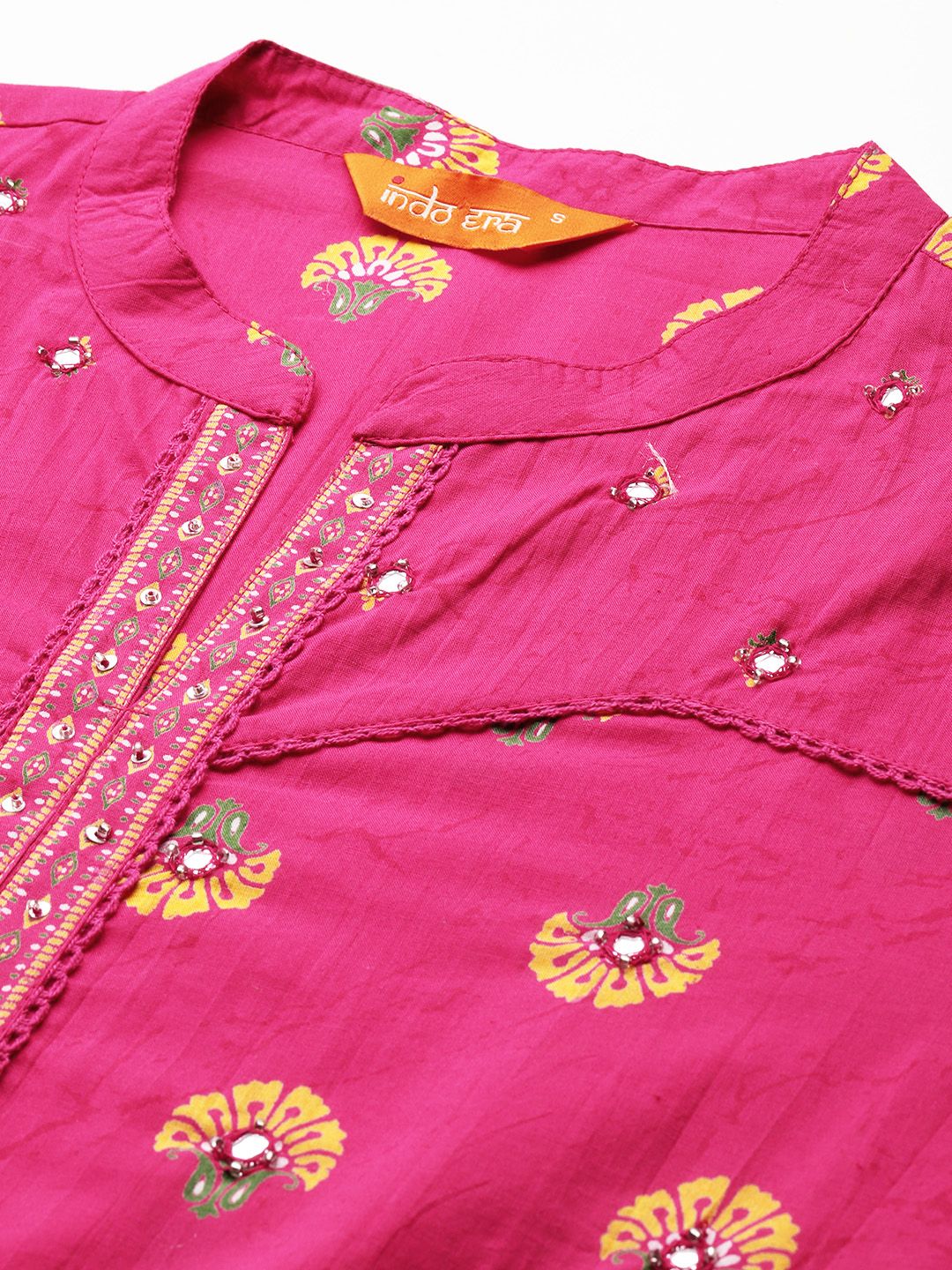Dhiyona IE Ethnic Motifs Printed Pure Cotton Kurta with Trousers