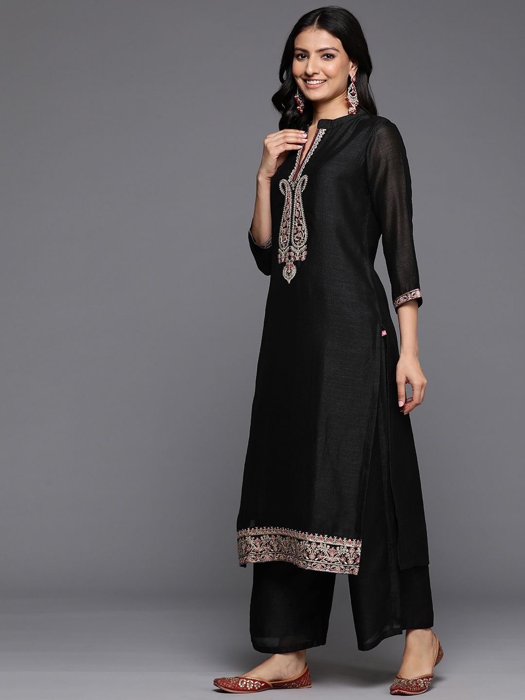 Dhiyona VA Women's Ethnic Motifs Embroidered Regular Kurta with Palazzos & With Dupatta