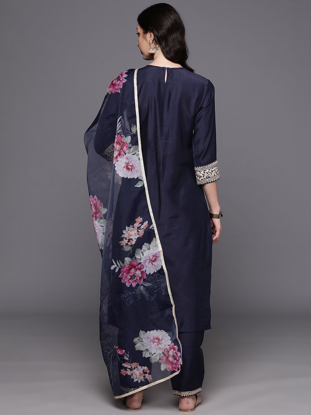 Ethnic Motifs Embroidered Regular Zardozi Liva Kurta with Trousers & With Dupatta
