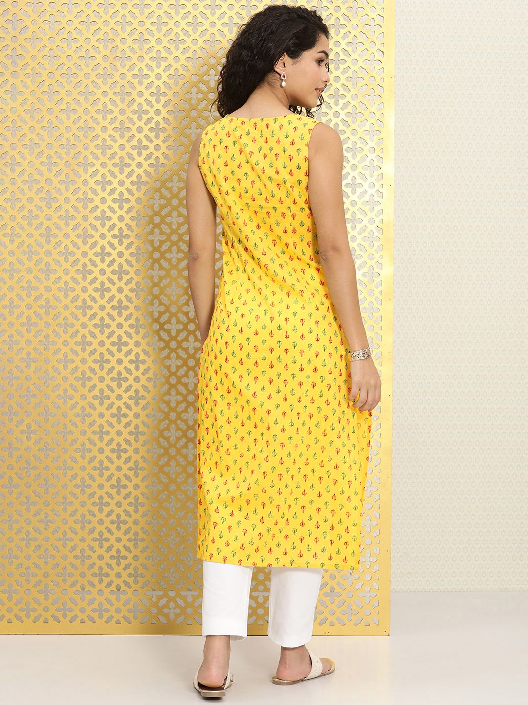Dhiyona OD Women Yellow Ethnic Motifs Printed Rozana Straight Kurta