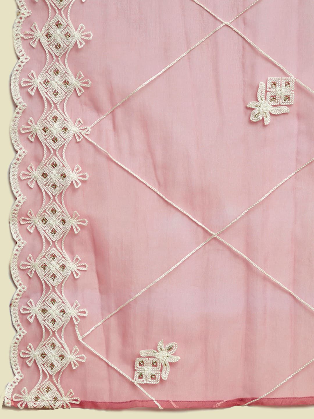 Dhiyona SO Women's Ethnic Motifs Embroidered Panelled Chanderi Silk Kurta with Palazzos & Dupatta