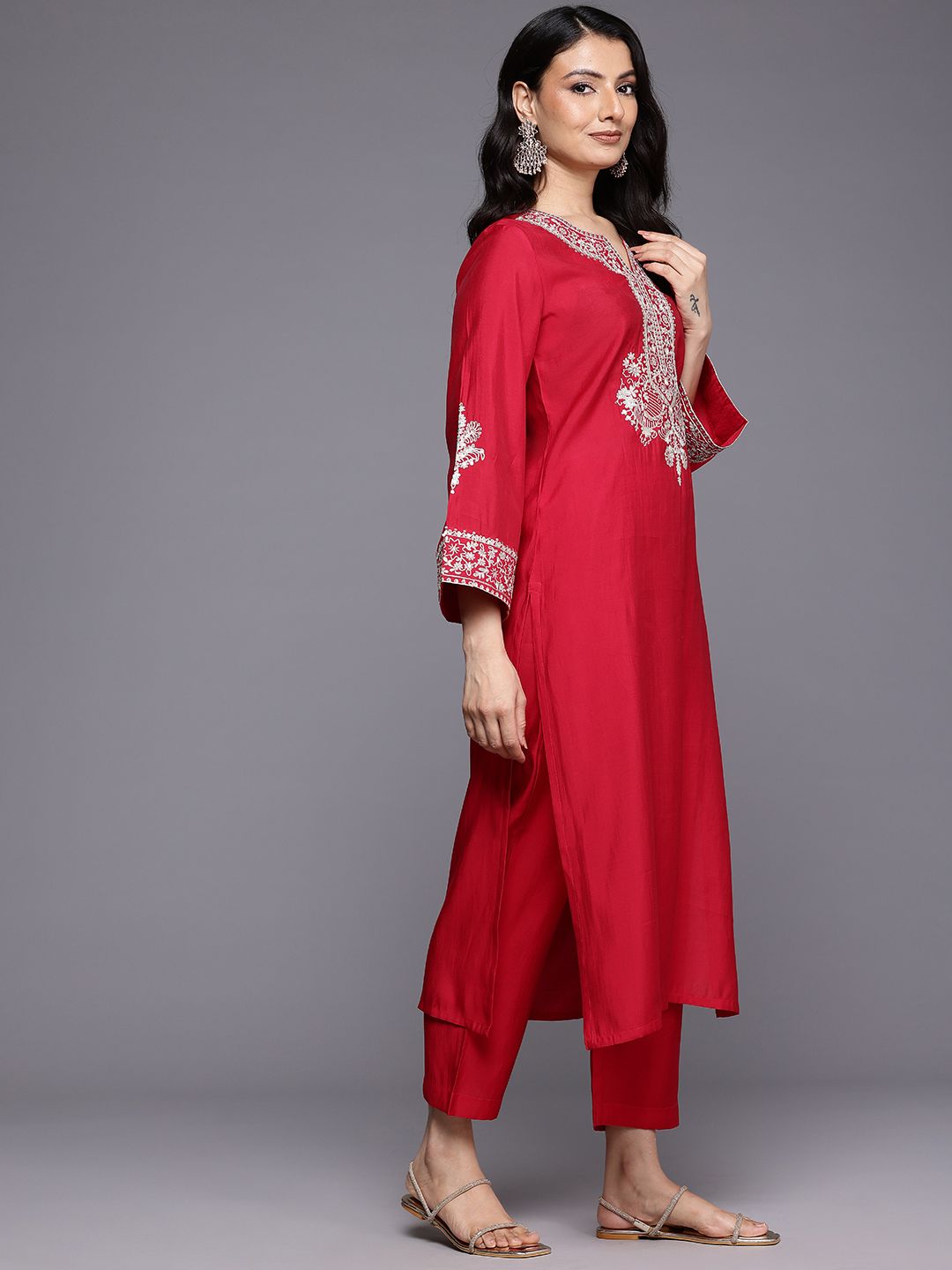 Dhiyona VA Women'sEthnic Motifs Yoke Design Kurta With Trousers & Dupatta