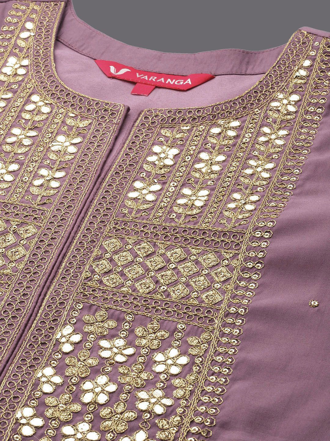 Dhiyona VA Women'sEthnic Motifs Yoke Design Regular Sequinned Kurta with Trousers & With Dupatta