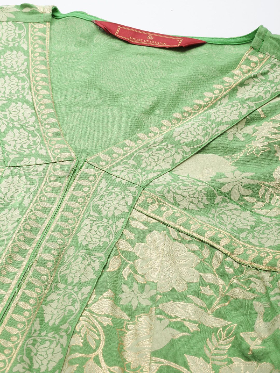 Dhiyona PD Women Jashn Ethnic Floral Foil Printed A-Line Kurta With Palazzos & Dupatta