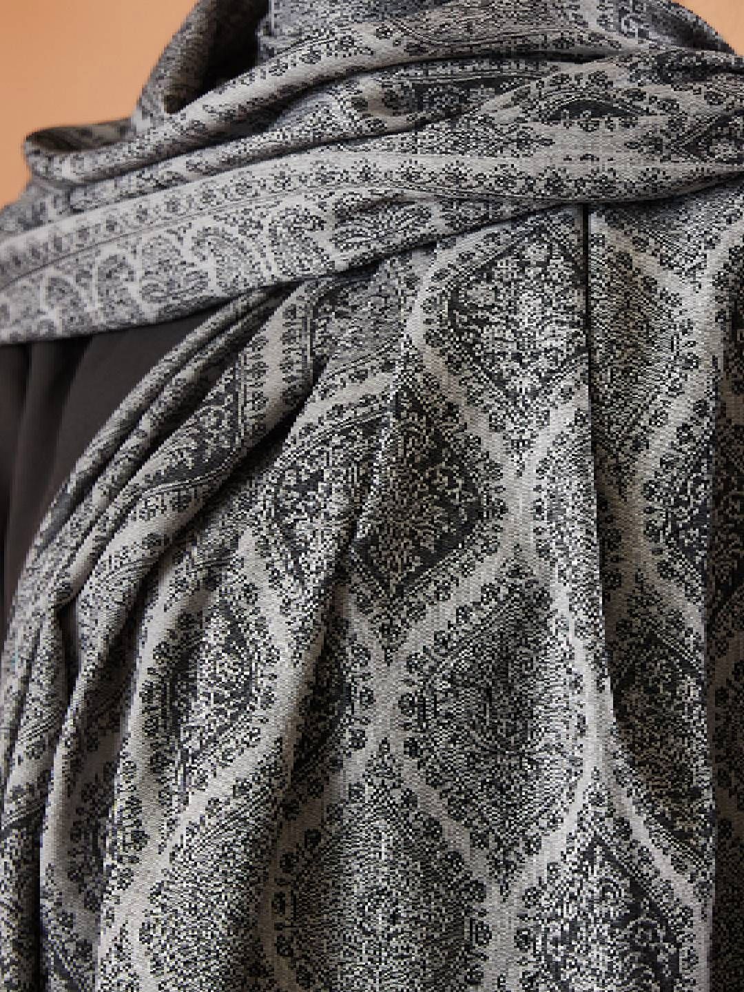 Dhiyona PA Ethnic Motifs Woven Design Woollen Fringed Shawl