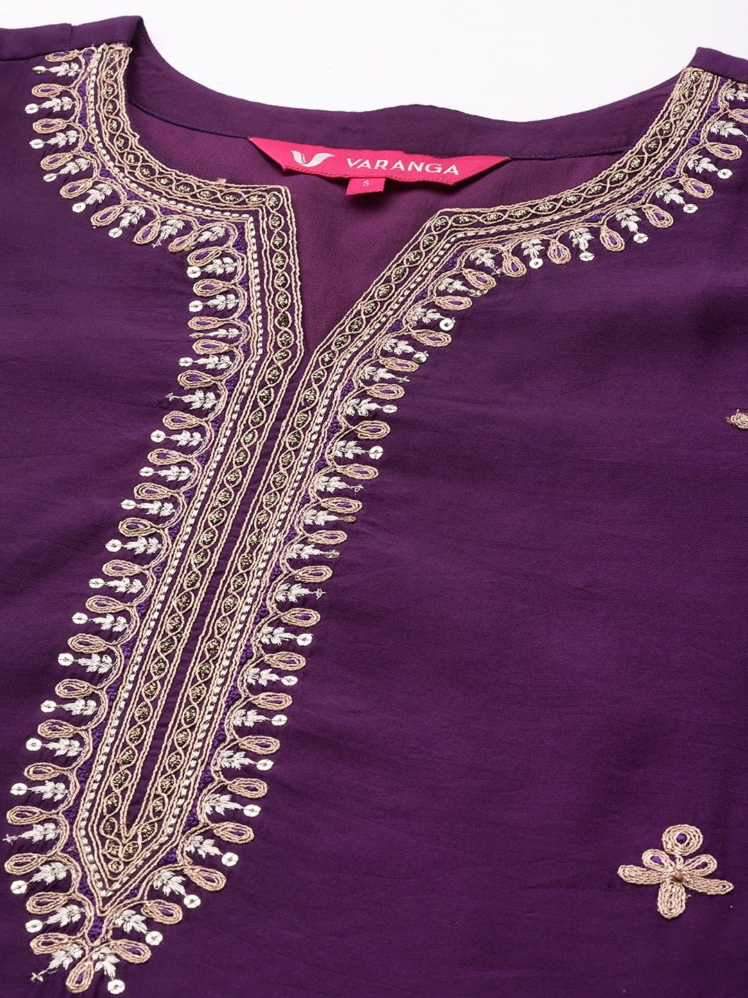 Dhiyona VA Women's Purple Ethnic Motifs Embroidered Kurta with Trousers & With Dupatta