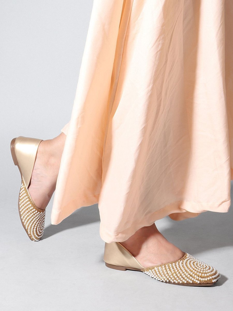 Dhiyona AK Women Leather Embellished Slip-On Ballerinas