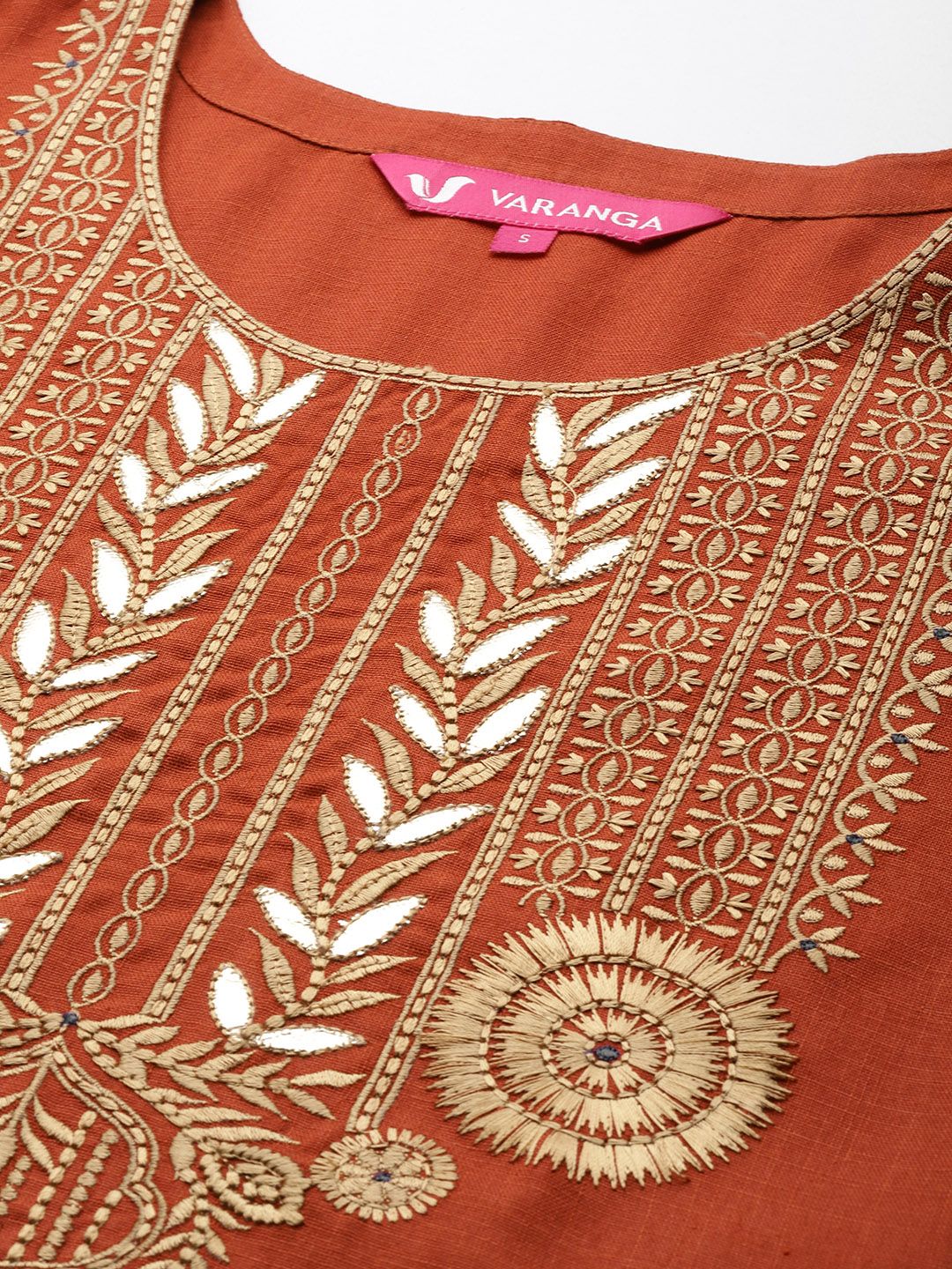 Dhiyona VA Women's Floral Embroidered Gotta Patti Kurta with Trousers & With Dupatta