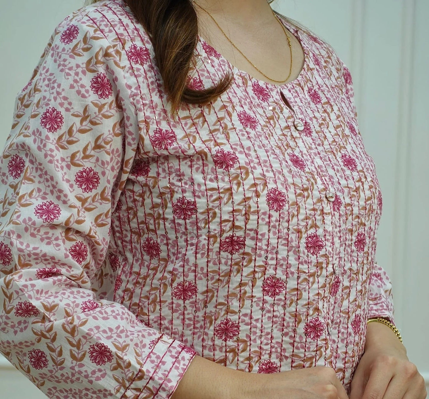 Women Light Blue, Pink Printed Viscose Rayon Kurta, Pant And Dupatta Set