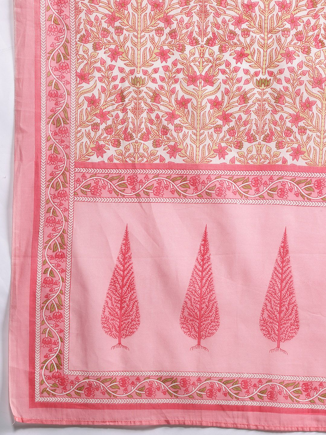 Dhiyona IE Floral Printed Regular Pure Cotton Kurta with Trousers & With Dupatta