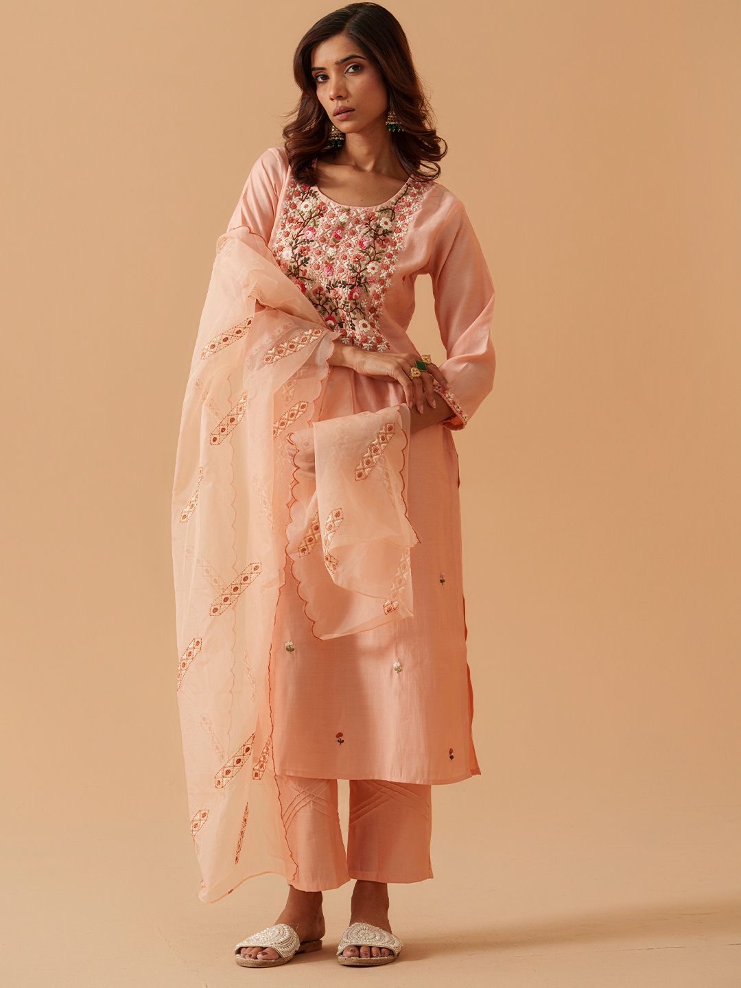Dhiyona PD Women Ethnic Motifs Embroidered Kurta With Trousers & Dupatta