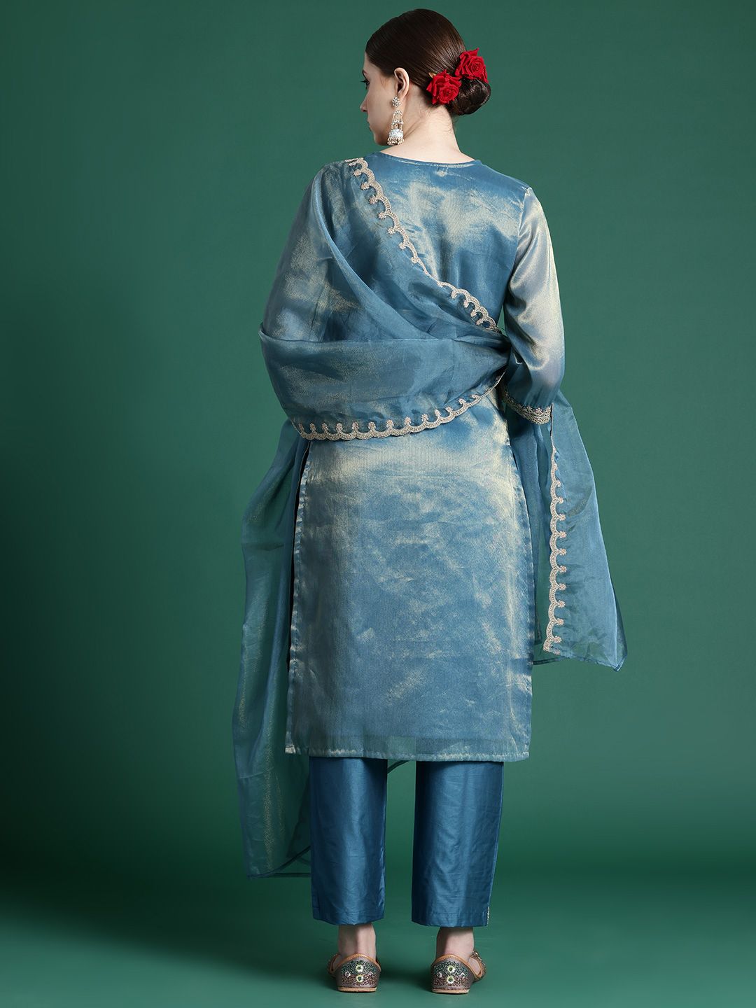 Women Ethnic Motifs Embroidered Regular Kurta with Trousers & With Dupatta