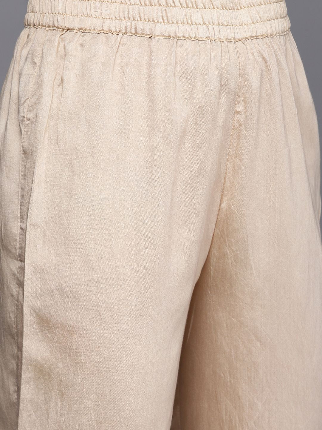 Dhiyona VA Women's Beige Sequinned Kurta with Trousers & With Dupatta