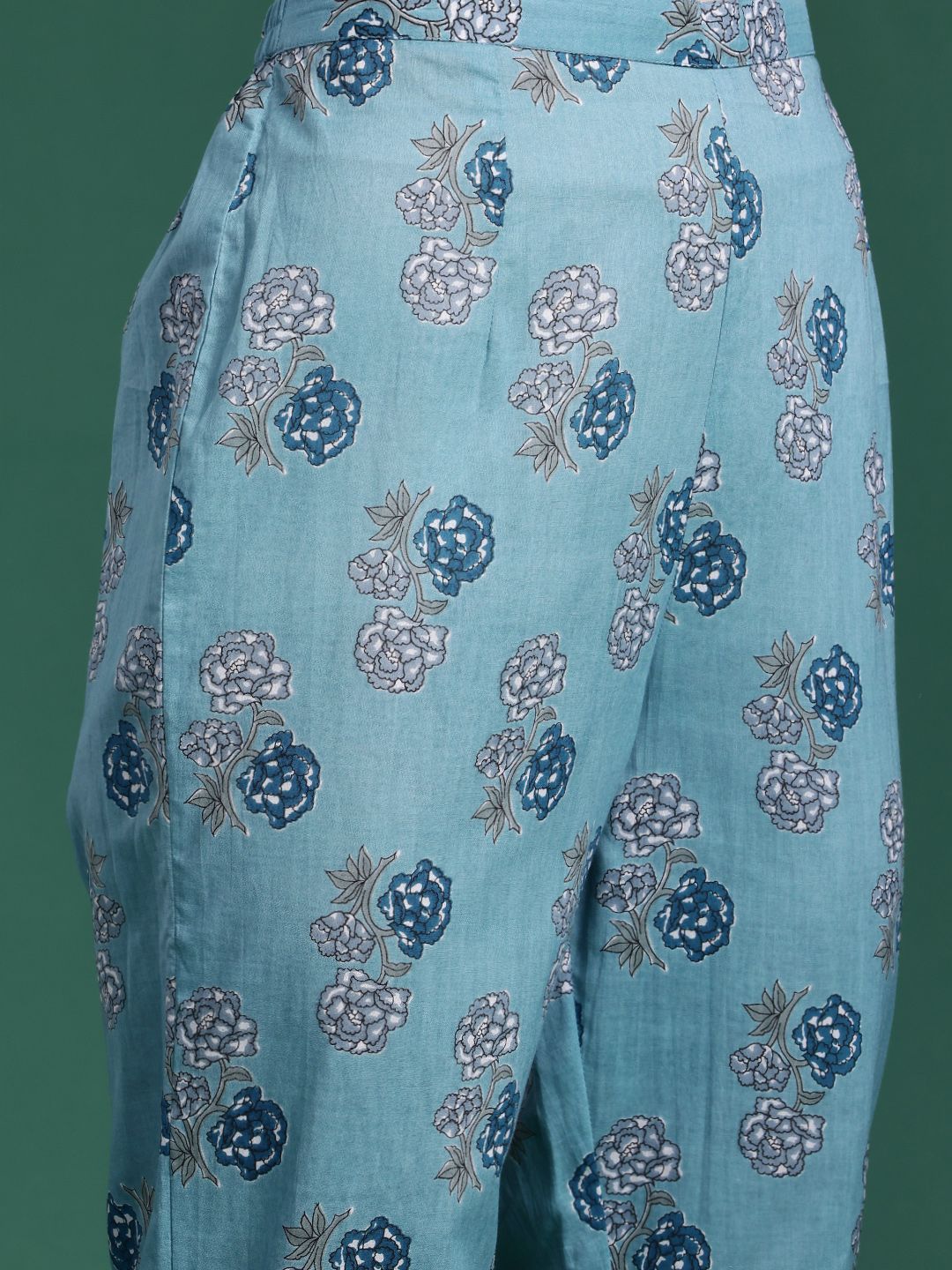 Dhiyona IE Floral Printed Regular Pure Cotton Kurta with Trousers