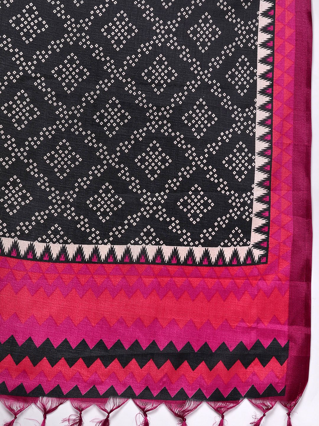 Dhiyona VA Women'sBrocade Yoke with Gota Detail Kurta with Trouser with Bandhani Printed Dupatta