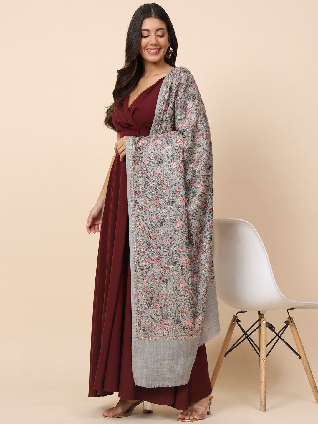 Dhiyona PA Embroidered Pure Wool Shawl