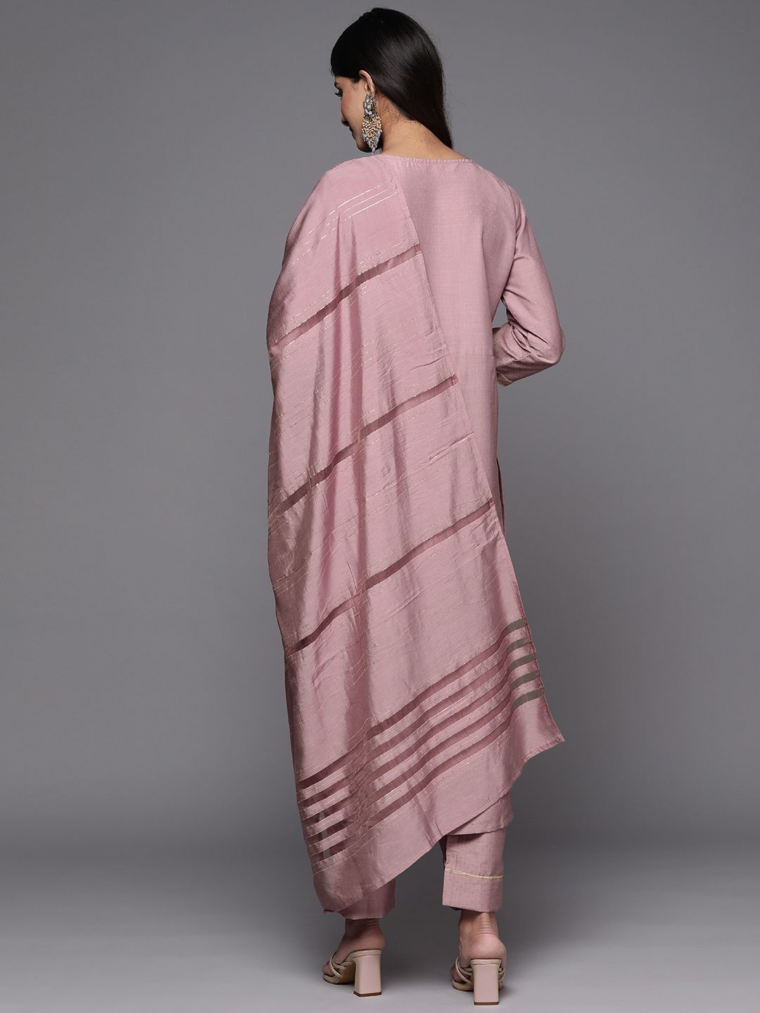 Dhiyona VA Women's Rose Embroidered Empire Kurta with Trousers & With Dupatta