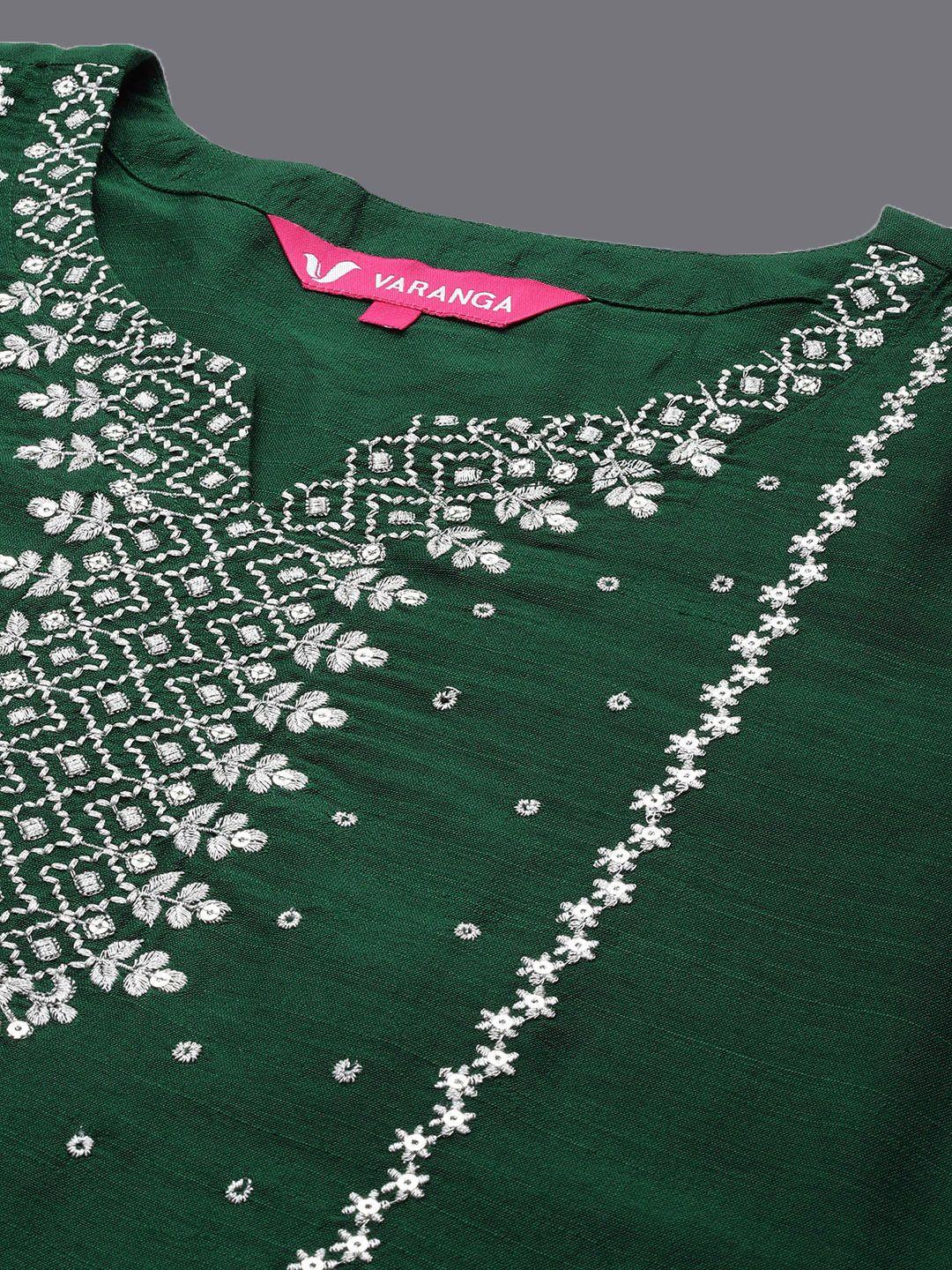 Dhiyona VA Women'sEthnic Motifs Printed Regular Sequinned Kurta with Trousers & With Dupatta