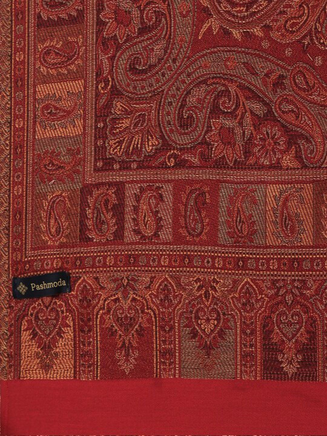 Dhiyona PA Women Maroon Paisley Woven Design Jamawar Shawl