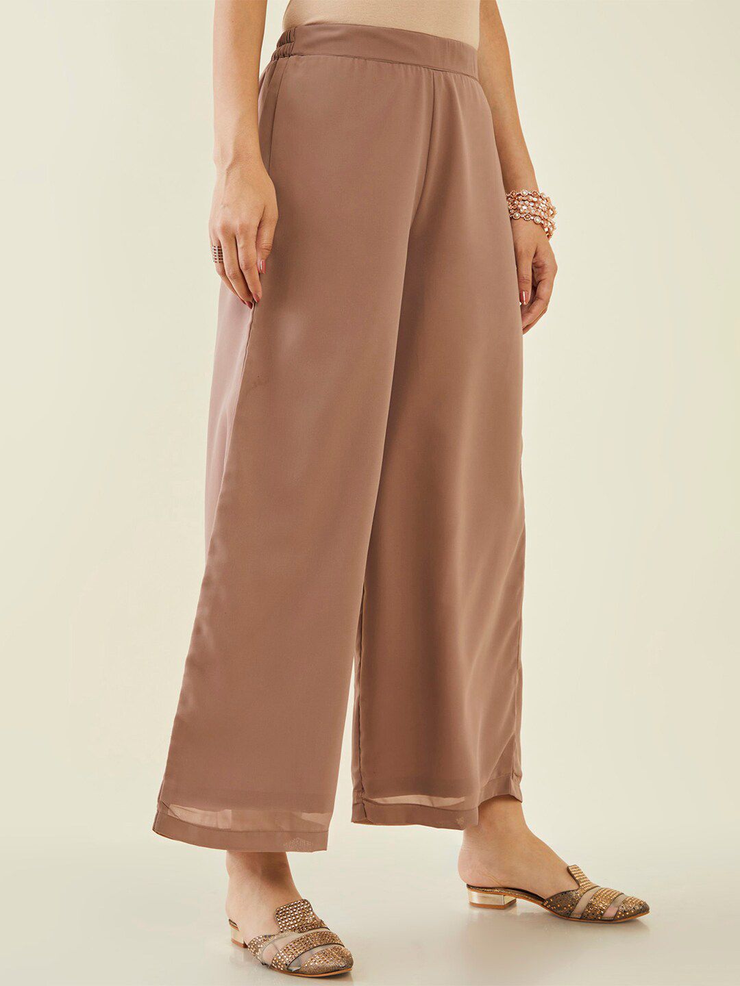 Dhiyona SO Women's Floral Embroidered Pleated Kurta with Palazzos & Dupatta