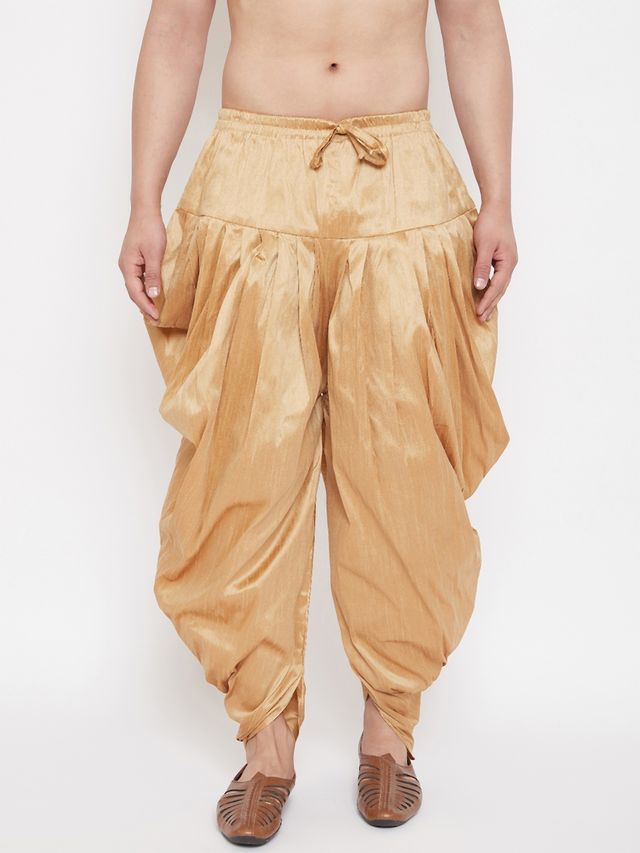 Men's Rose Gold Silk Blend Regular Dhoti