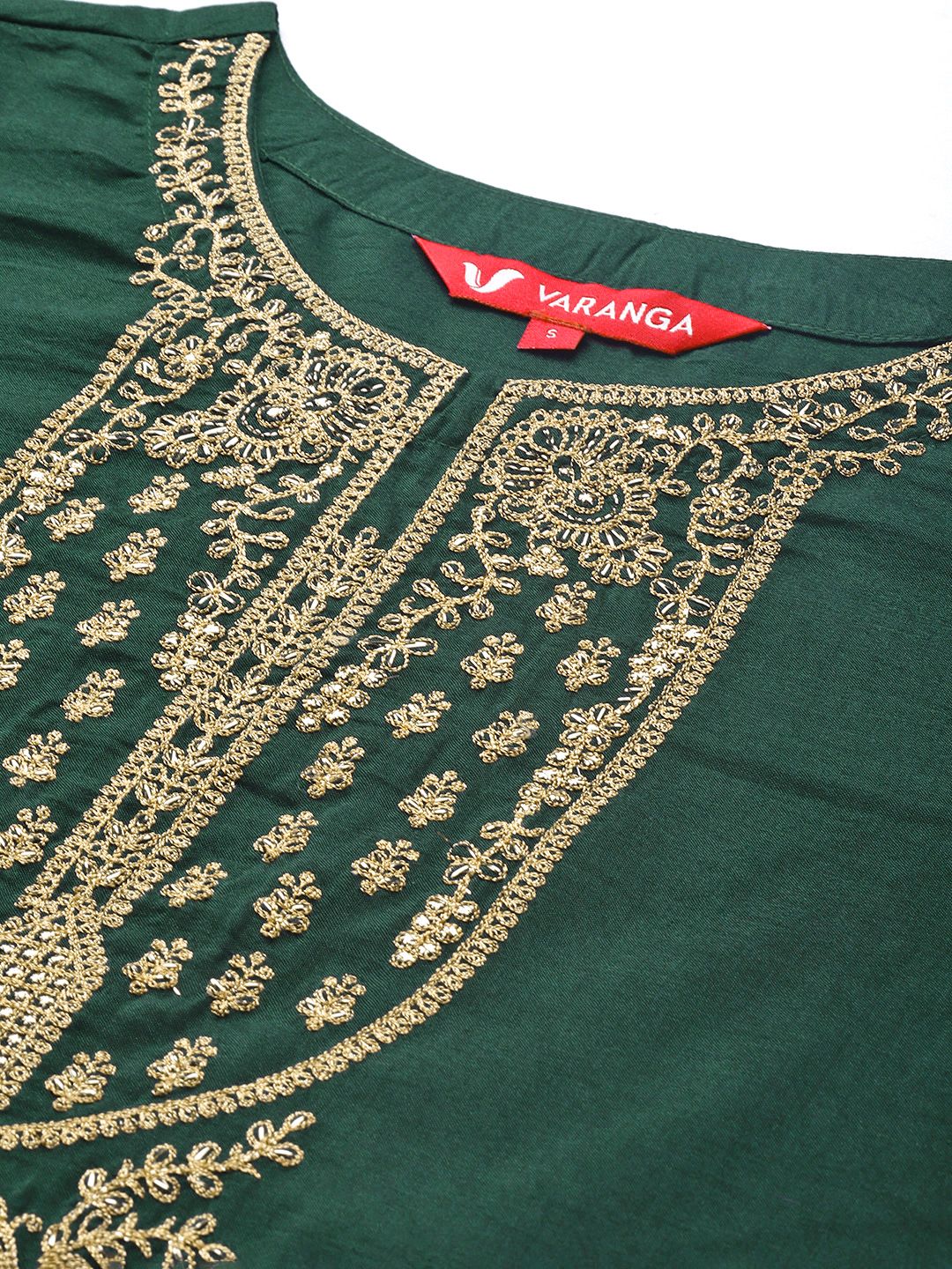 Dhiyona VA Women's Green Ethnic Motifs Embroidered Kurta with Trousers & Dupatta