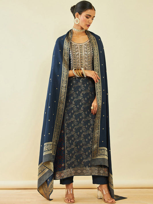 Dhiyona SO Women's Ethnic Motifs Regular Kurta With Trousers & Dupatta