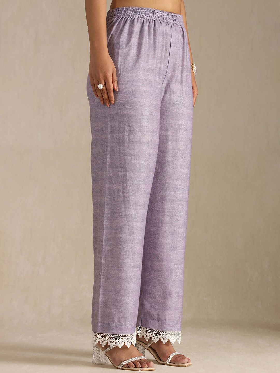 Dhiyona SO Women's Women Printed Regular Beads and Stones Linen Kurta with Palazzos & With Dupatta