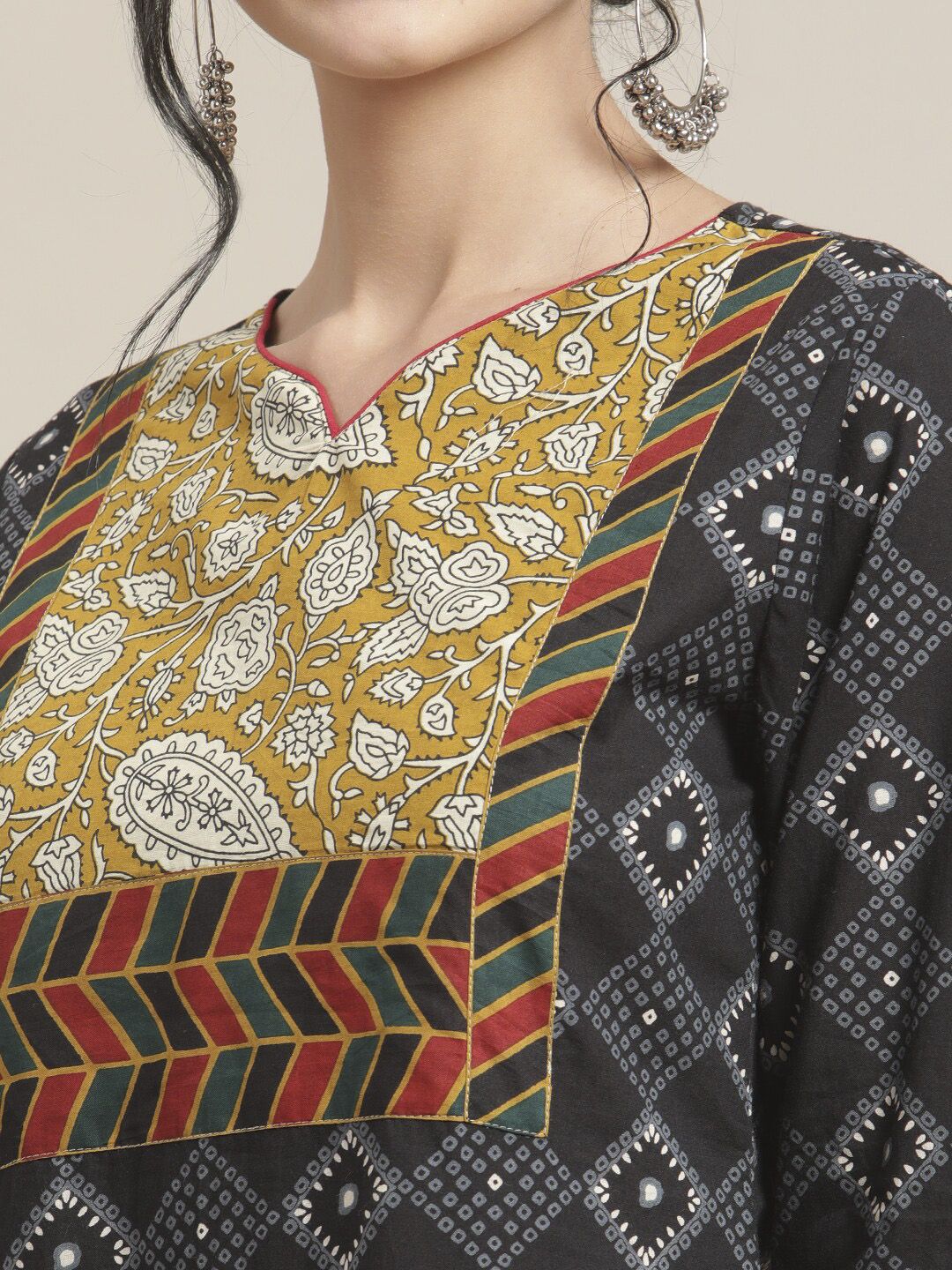 Dhiyona VA Women's Black Printed Regular Pure Cotton Kurta with Palazzos