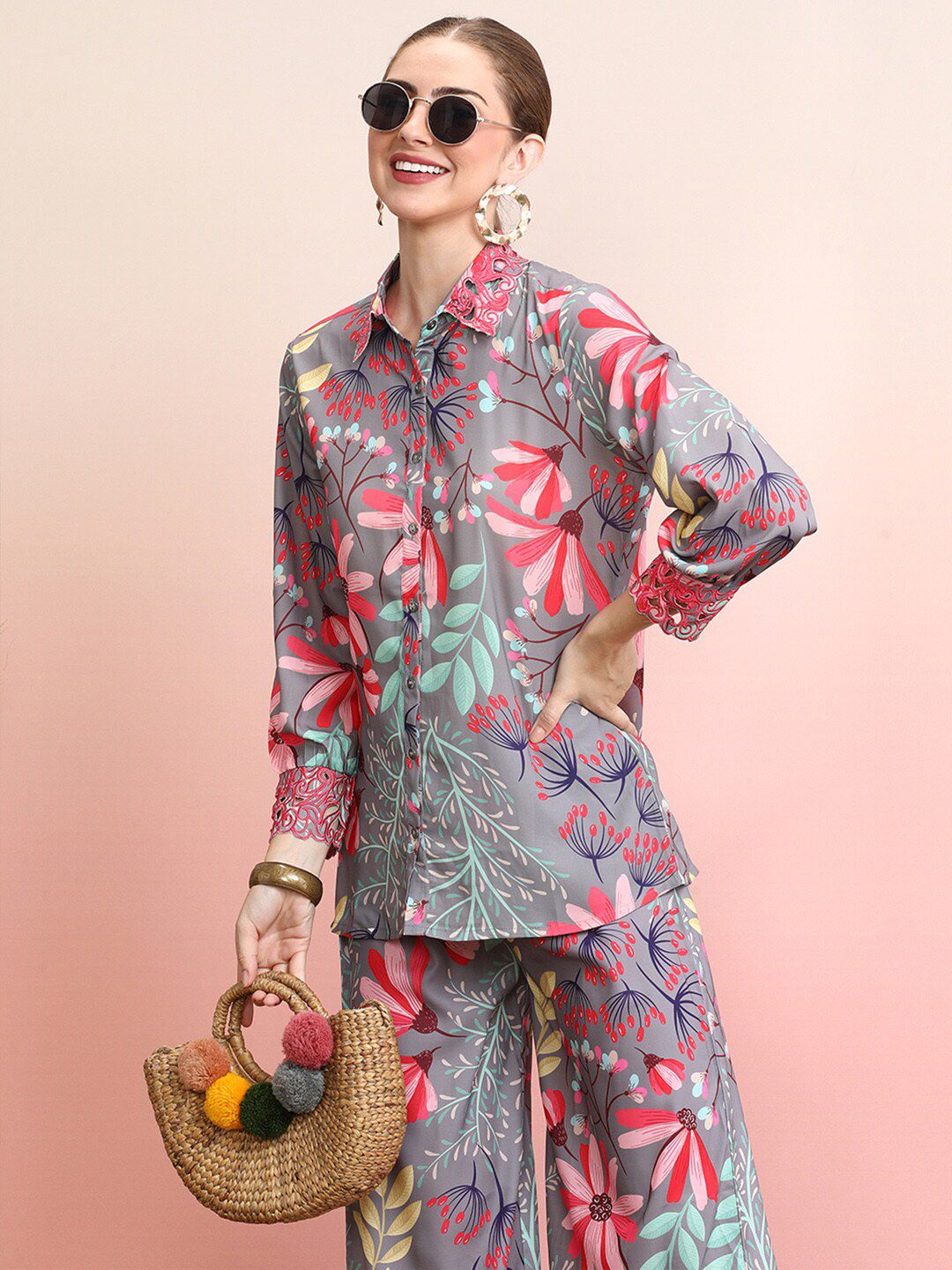 Dhiyona IE Printed Shirt With Palazzo Co-Ords