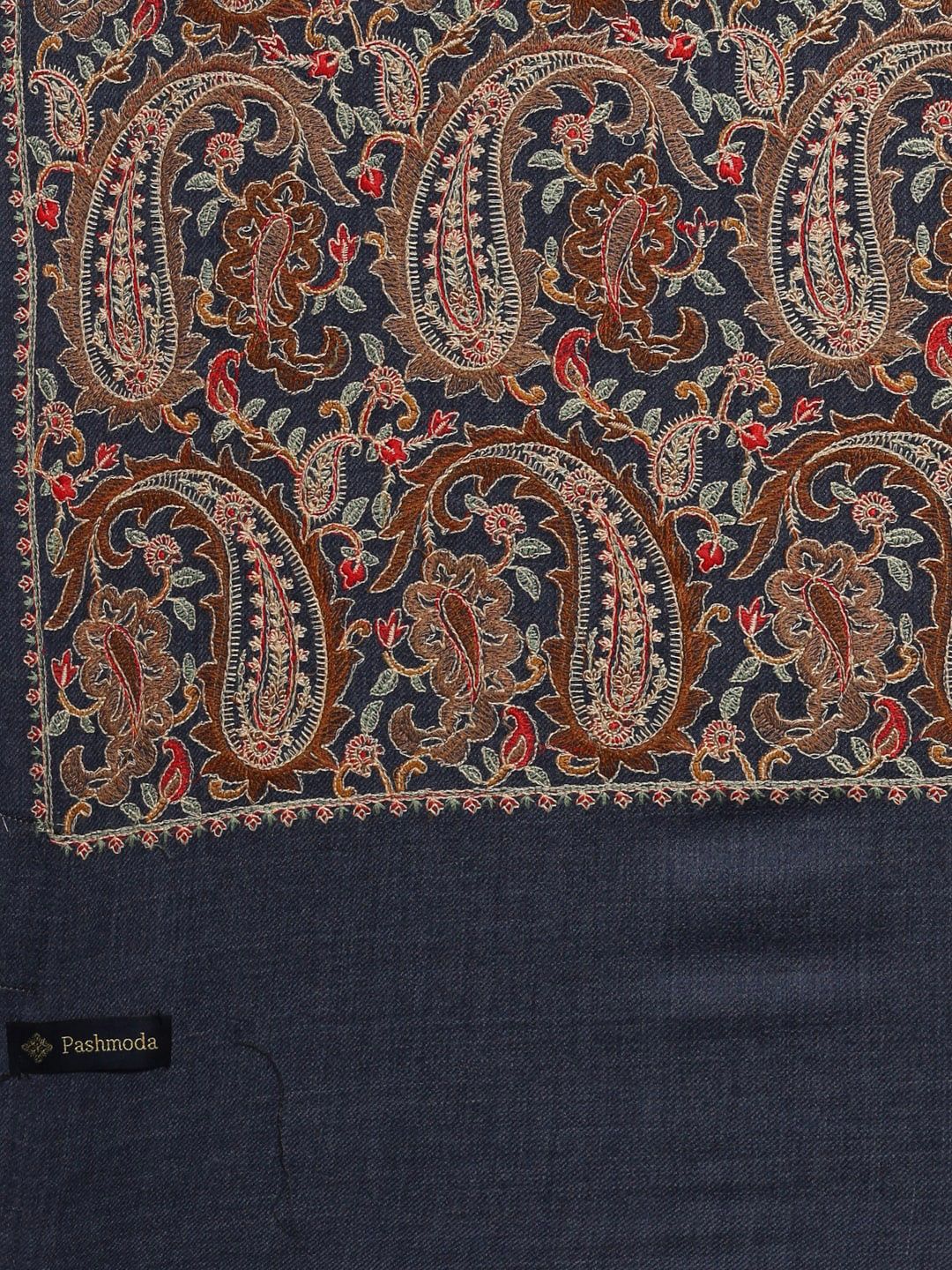 Dhiyona PA Women Navy Blue & Pink Embroidered Woolen Shawl