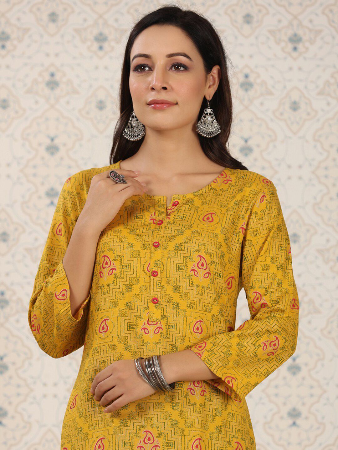 Dhiyona OD Ethnic Motifs Printed Straight Kurta