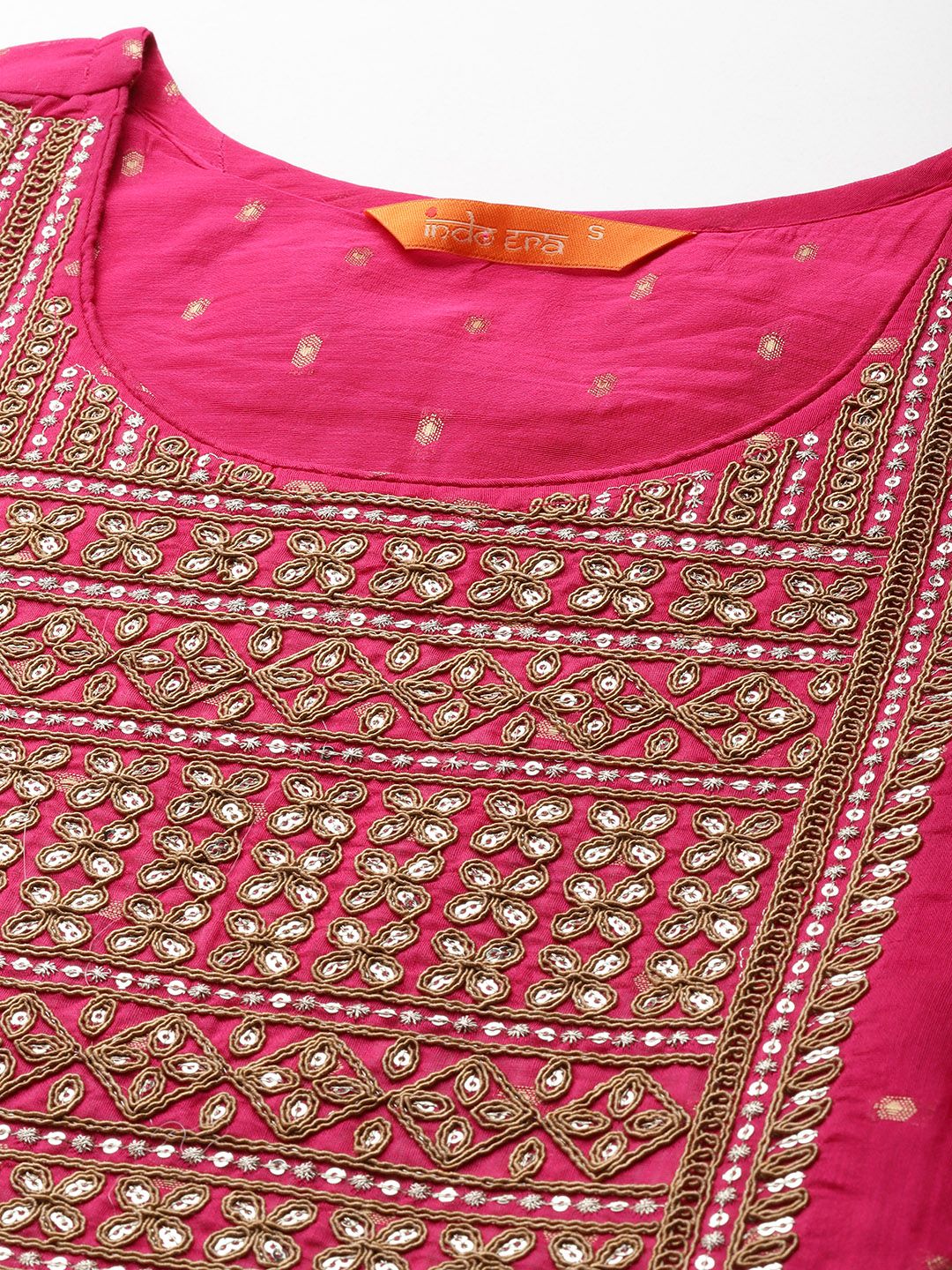 Dhiyona IE Embroidered Empire Sequinned Chanderi Silk Kurta with Trousers & Dupatta