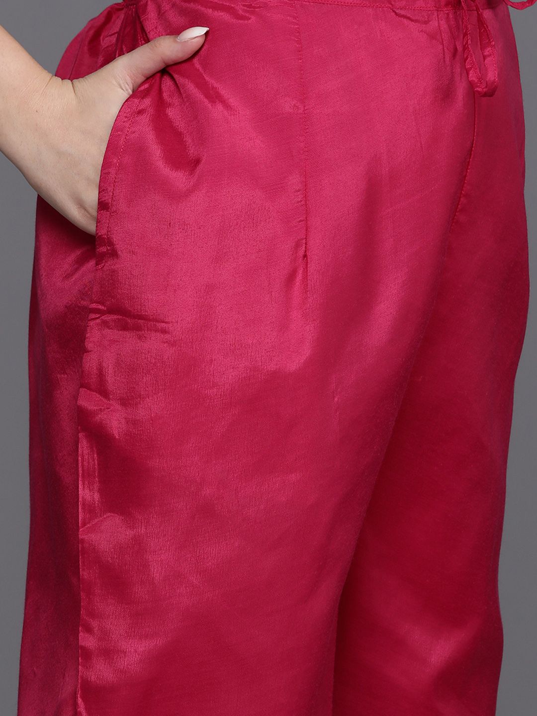 Dhiyona IE Embroidered Empire Sequinned Chanderi Silk Kurta with Trousers & Dupatta