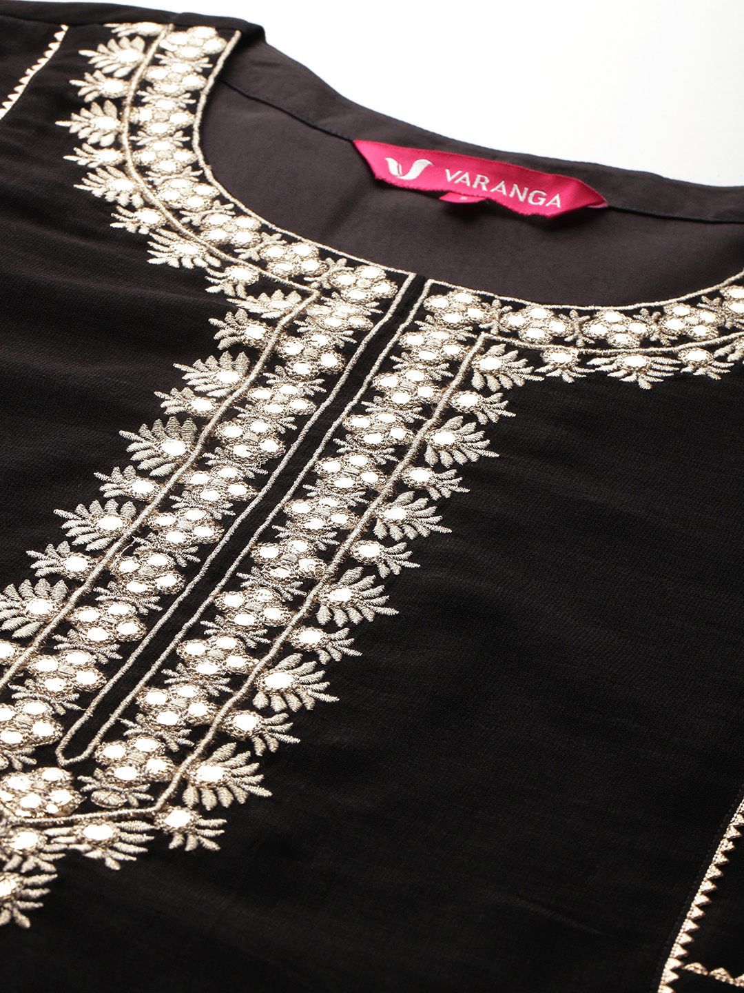 Dhiyona VA Women'sEthnic Motifs Embroidered Zari Panelled Kurta With Trousers & Dupatta