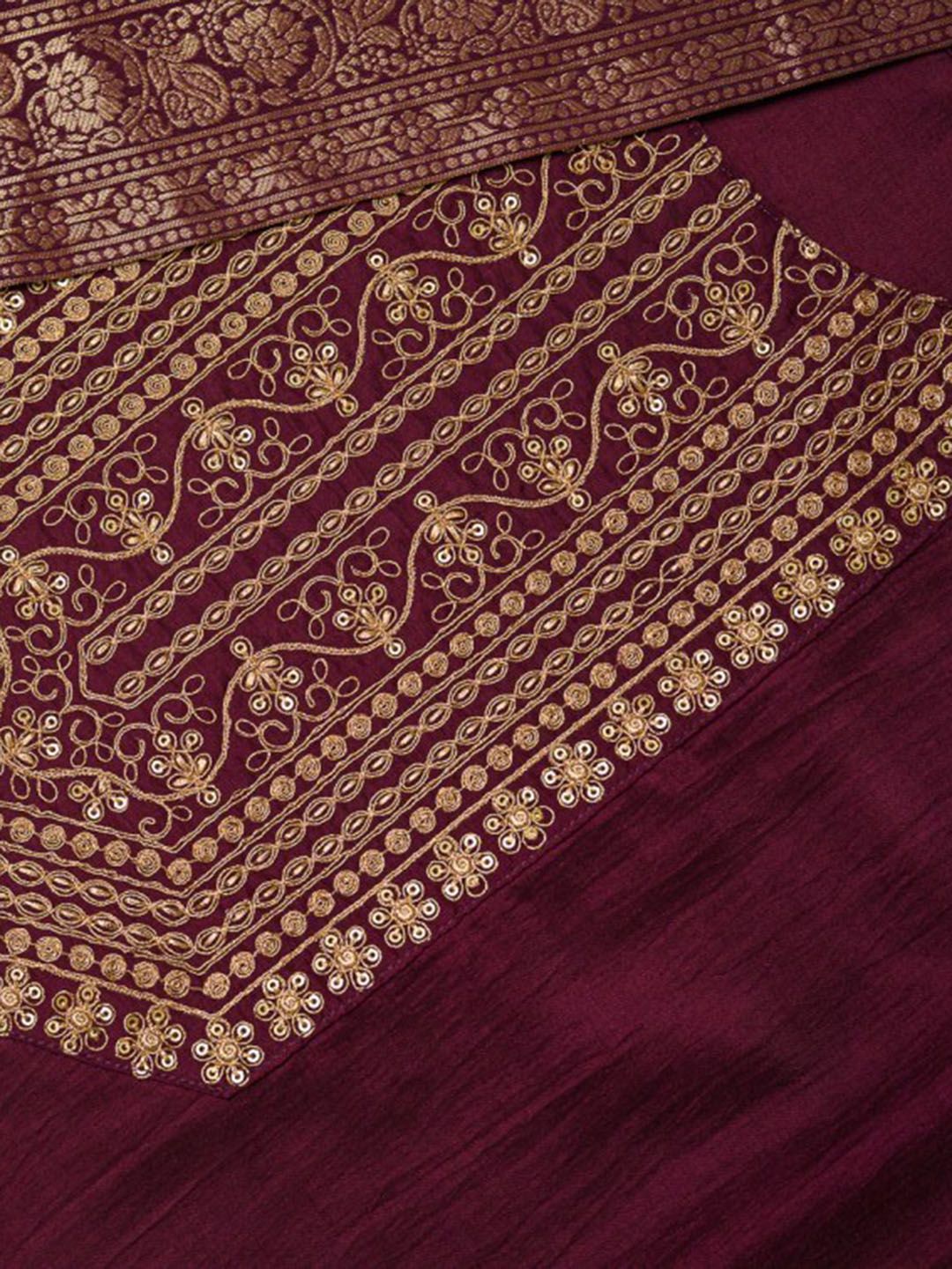 Dhiyona OD Purple Ethnic Motifs Straight Kurta & Trousers With Dupatta