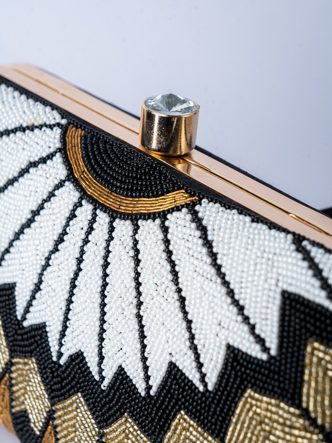Dhiyona NR Black & White Hand Embroidered Box Clutch