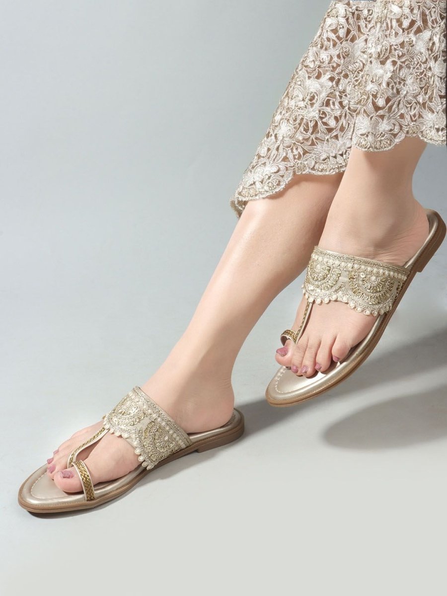 Dhiyona AK Women Open Toe Flats with Laser Cuts