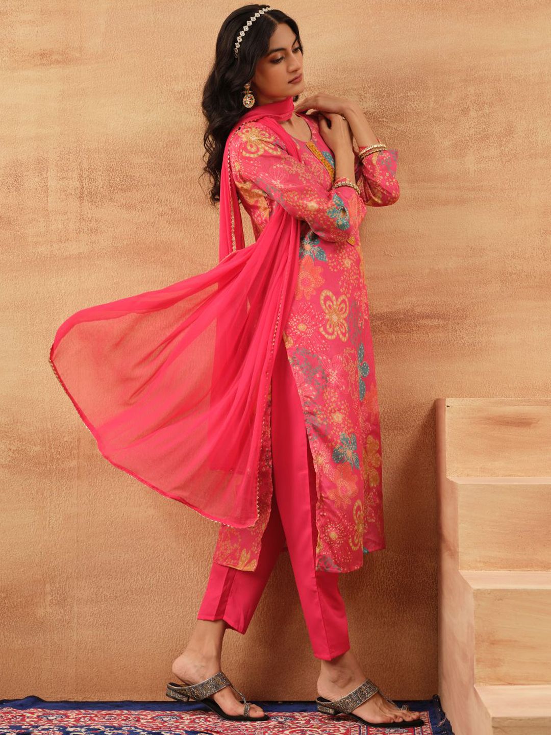 Dhiyona IS Women's Women Printed Kurta with Trousers & Dupatta