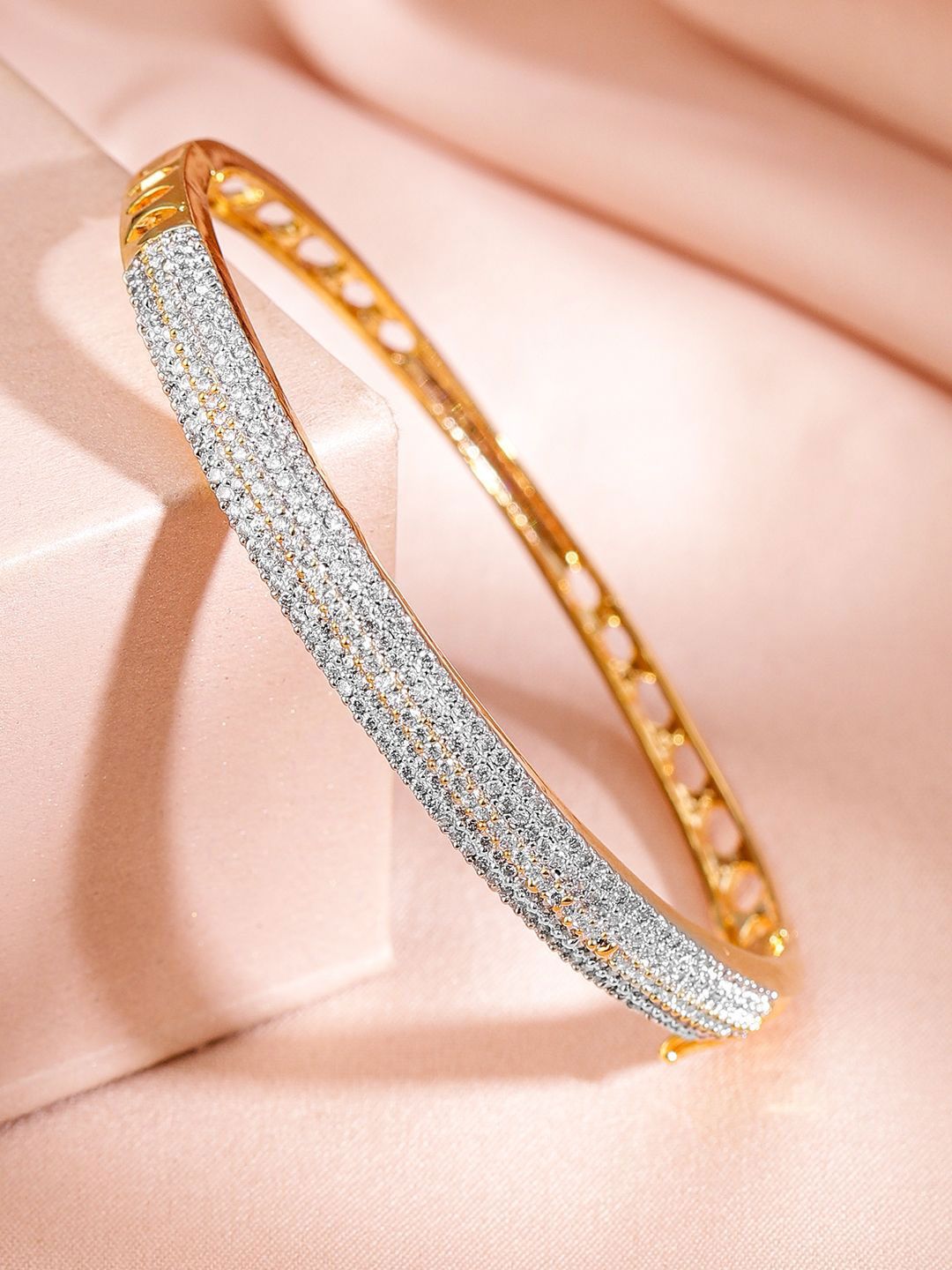 Dhiyona RJ Women's 22K Gold Plated Cubic Zirconia Bangles Style Bracelet
