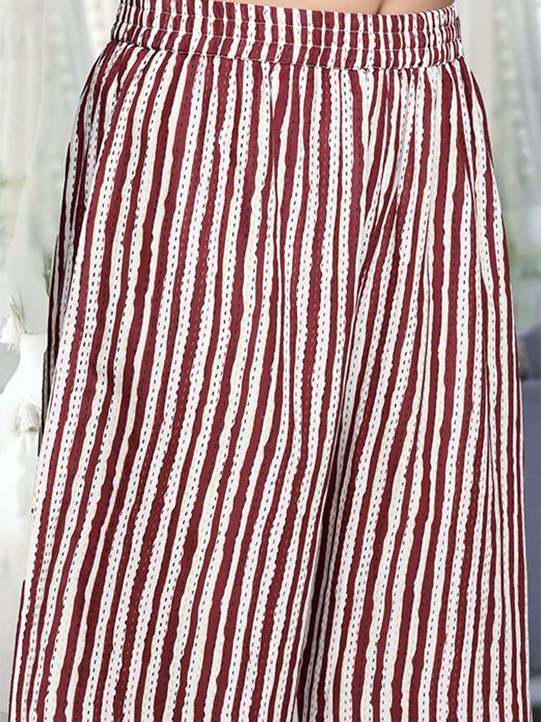 Dhiyona VA Women's Printed Pleated Thread Work Pure Cotton Kurta with Palazzos & With Dupatta