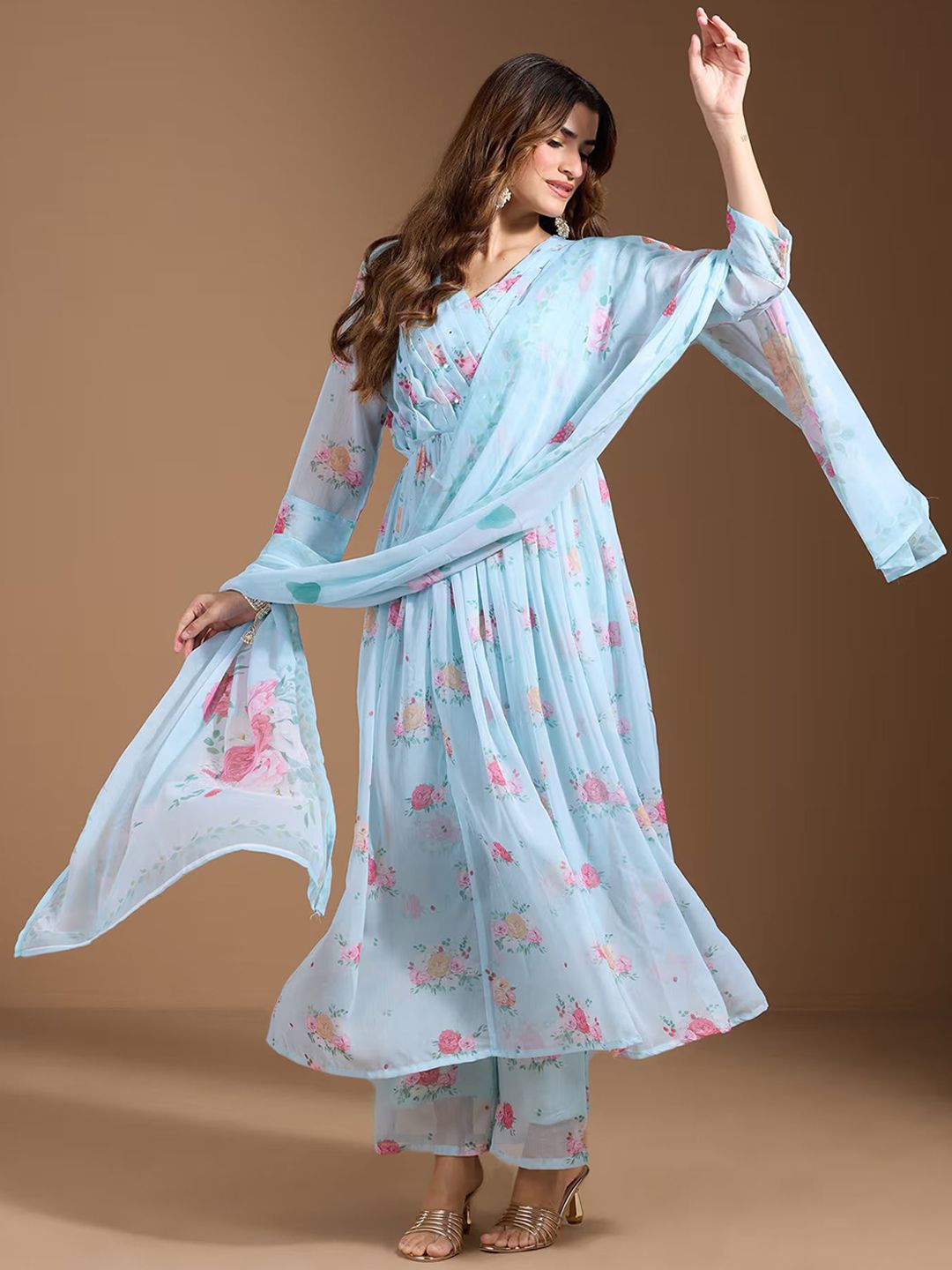 Dhiyona OD Women Floral Printed Regular Kurta with Trousers & With Dupatta