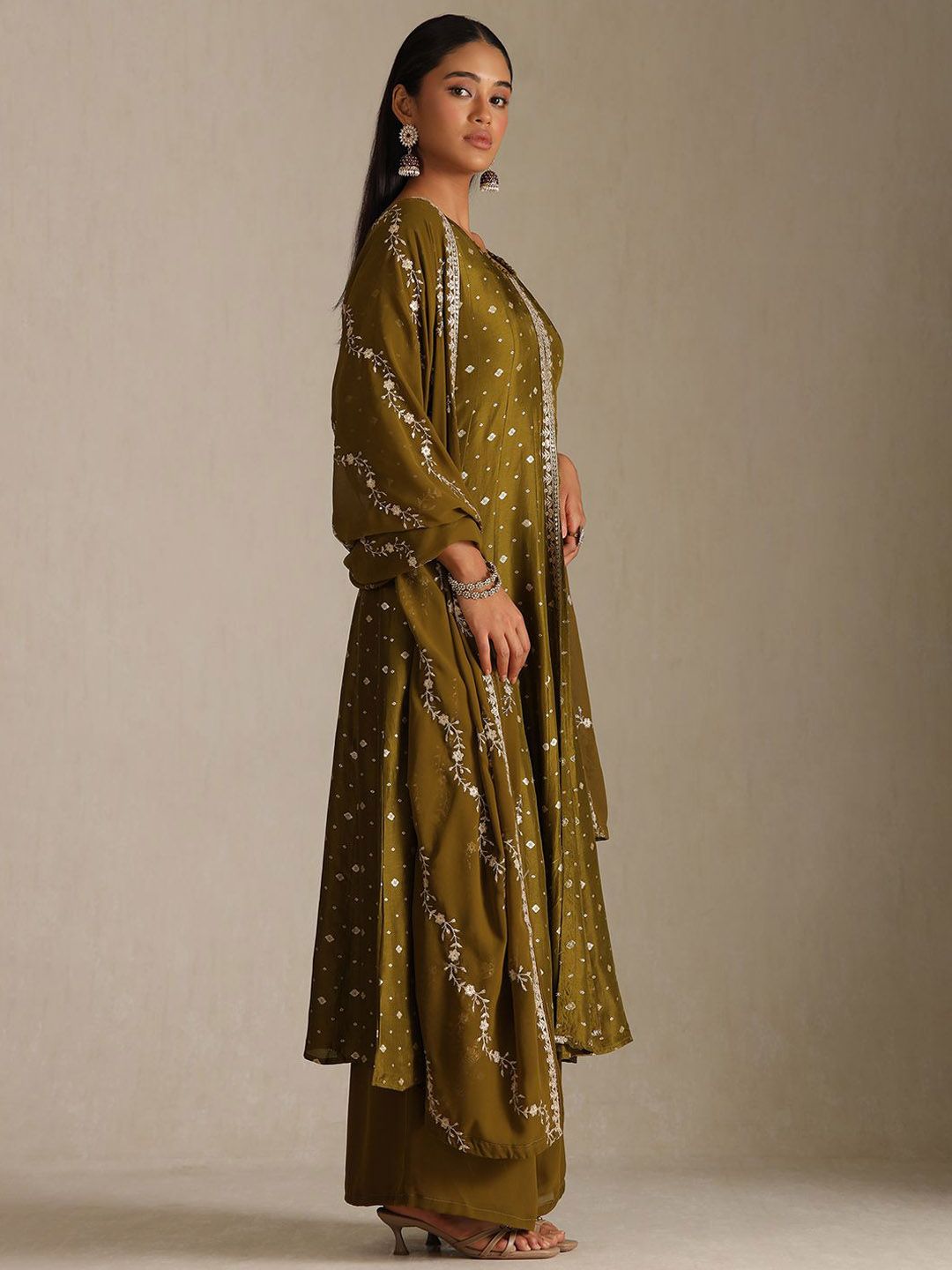 Dhiyona SO Women's Women Ethnic Motifs Printed Anarkali Kurta with Palazzo & Dupatta