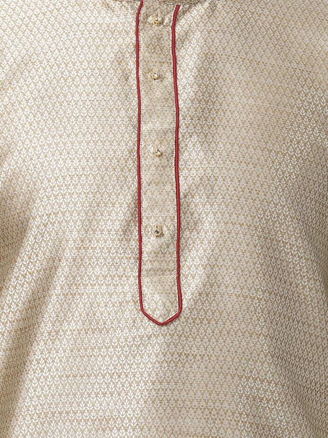 Men's Beige Silk Blend Straight Kurta Pyjama Set