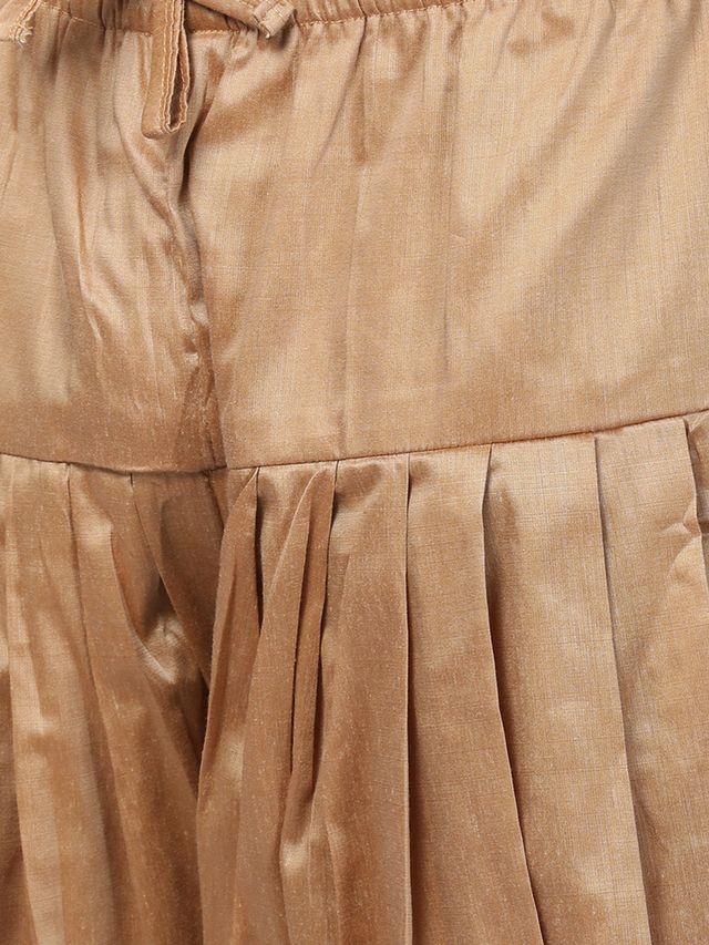 Men's Orange Silk Blend Straight Sherwani Set