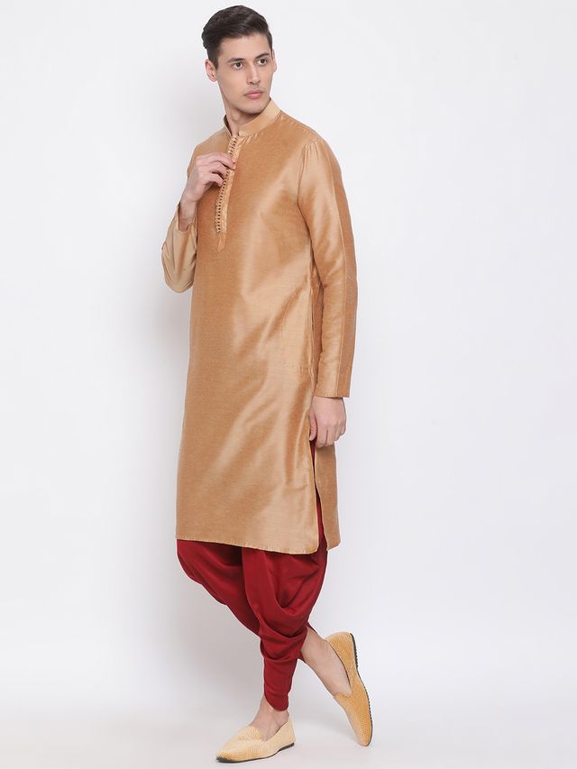 Men's Maroon Silk Blend Straight Dhoti