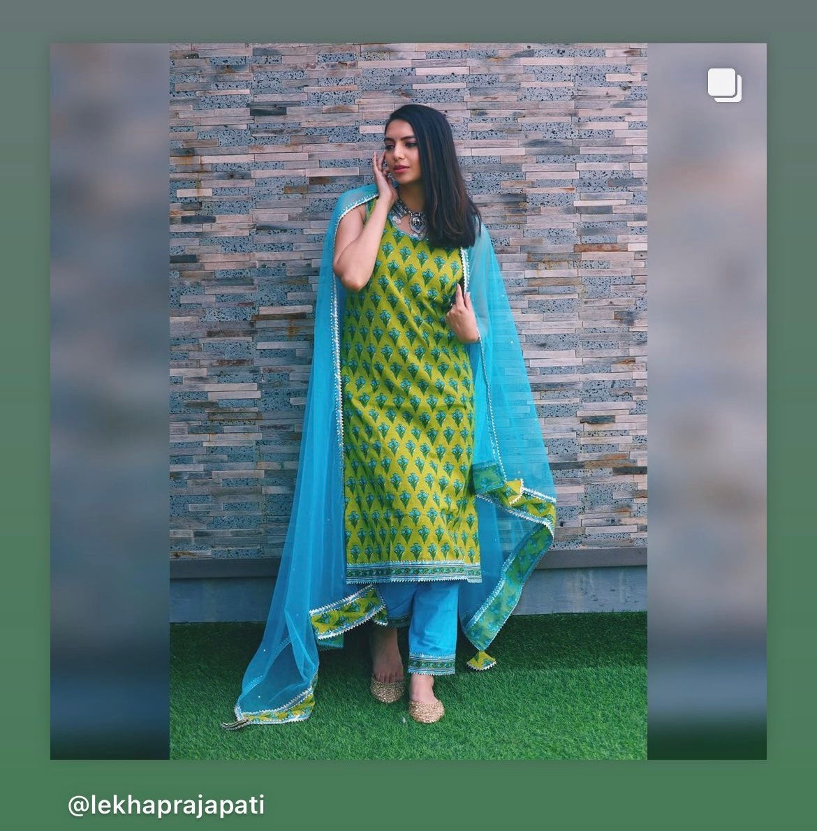 Gulzar Blue Hand Block Cotton Suit Set